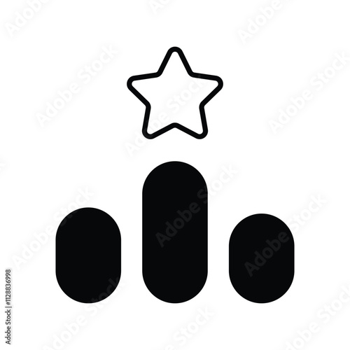 Winners Podium glyph icon with white background vector stock illustration