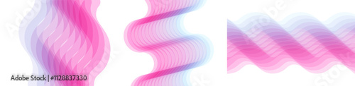 Abstract wavy background made of many overlapping stripes and with dynamic effect. Modern screen design for mobile app and website. 3D vector illustration for brochure, banner, flyer or presentation.