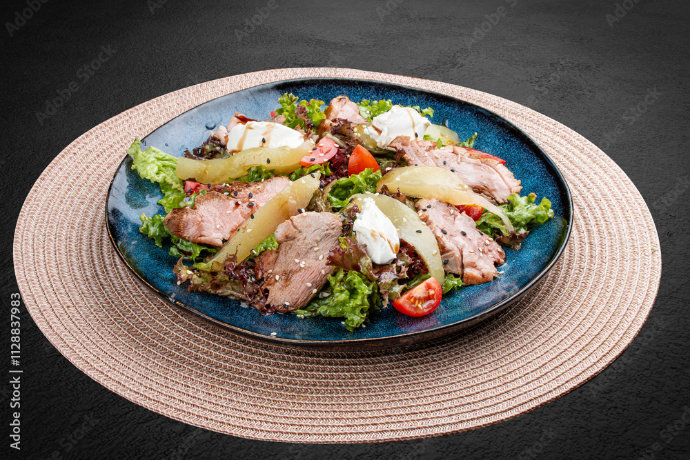 Veal and Pear Salad with Cherry Tomatoes in Balsamic Dressing Veal and Pear Salad with Cherry Tomatoes in Balsamic Dressing