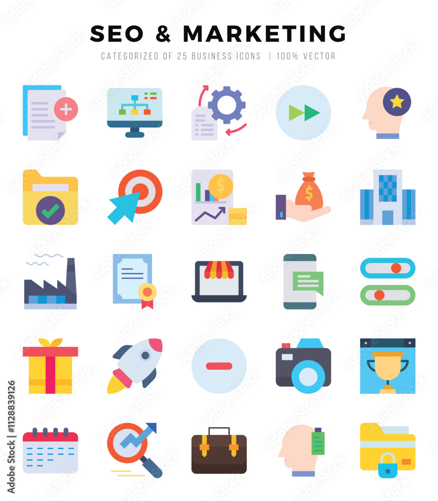 SEO & MARKETING Icons bundle. Flat style Icons. Vector illustration. SEO & MARKETING Icons bundle. Flat style Icons. Vector illustration.