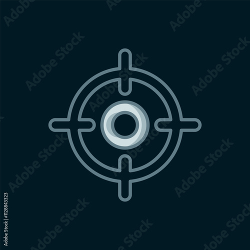 Line Target sport icon isolated on black background. Clean target with numbers for shooting range or shooting. Flat filled outline style with shadow. Vector