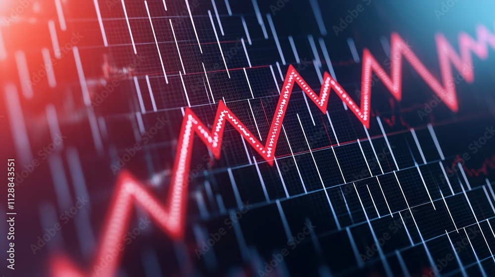 Analyzing stock market trends digital graph financial data virtual environment abstract view economic insights