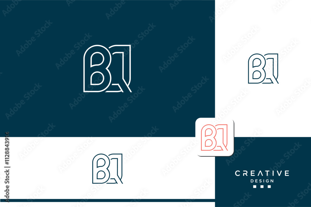 Fototapeta premium Set of BQ, QB, B, Q, Abstract Logo design