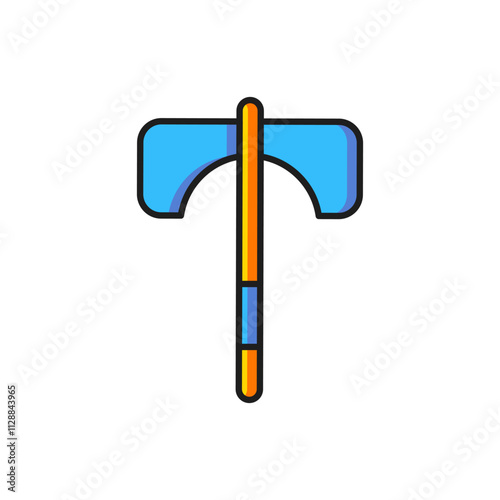 Color Medieval axe icon isolated on white background. Battle axe, executioner axe. Medieval weapon. Flat filled outline style with shadow. Vector
