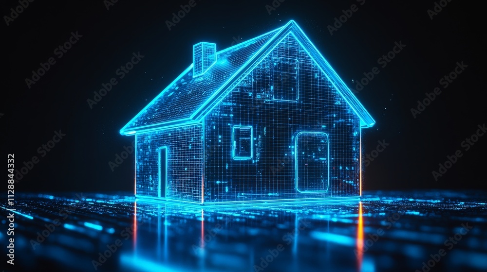 Futuristic Smart Home with Glowing Neon Design