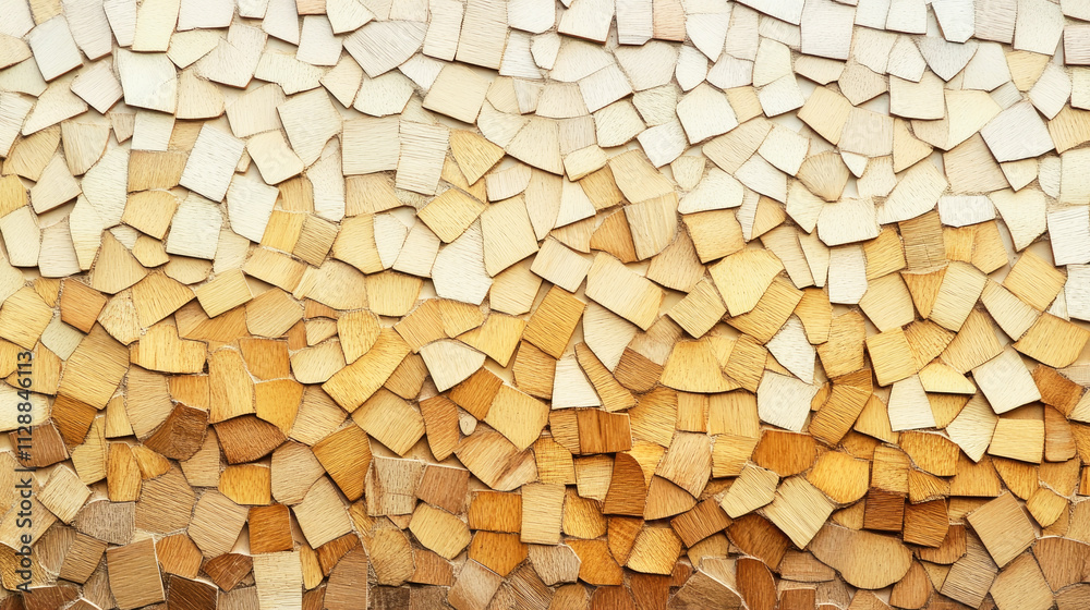 Bohemian-inspired mosaic wall piece in mocha mousse color with wooden chips design Bohemian-inspired mosaic wall piece in mocha mousse color with wooden chips design