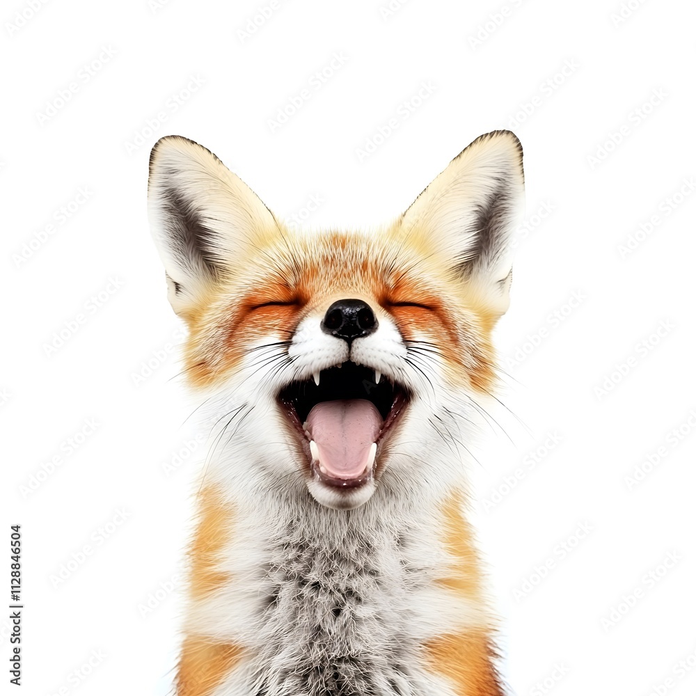 Fototapeta premium Happy Lucky Smiling isolated Furry Fox Wildlife Animal