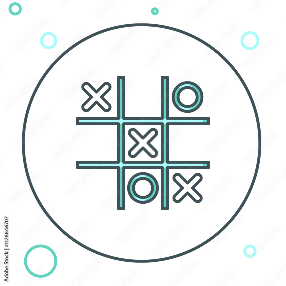 Line Tic tac toe game icon isolated on white background. Colorful outline concept. Vector Line Tic tac toe game icon isolated on white background. Colorful outline concept. Vector