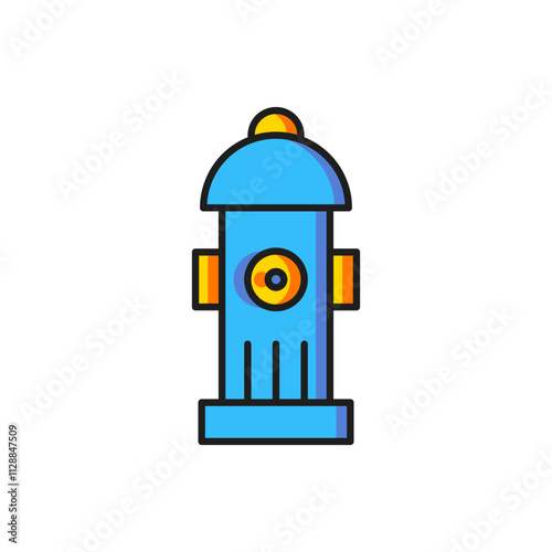 Color Fire hydrant icon isolated on white background. Flat filled outline style with shadow. Vector