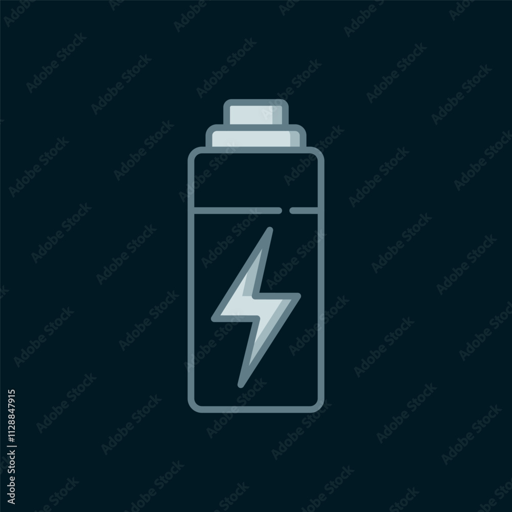 Line Battery icon isolated on black background. Lightning bolt symbol. Flat filled outline style with shadow. Vector Line Battery icon isolated on black background. Lightning bolt symbol. Flat filled outline style with shadow. Vector