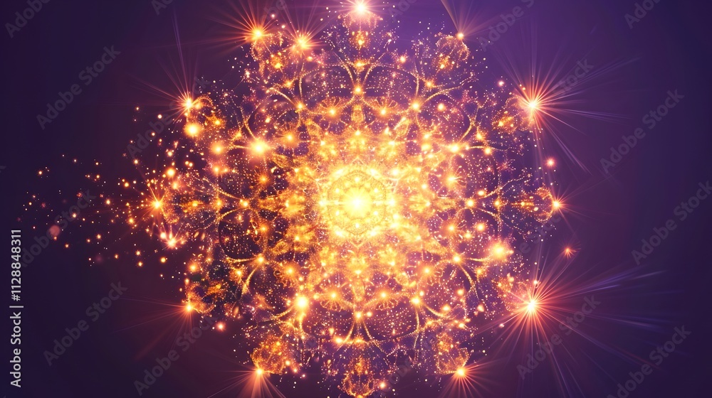 Fototapeta premium Glowing ornate mandala with sparkles.