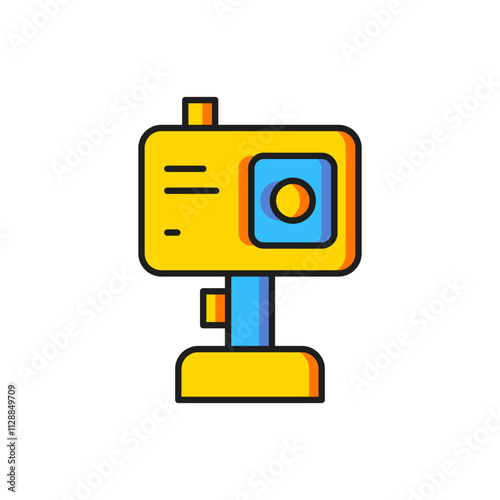 Color Action extreme camera icon isolated on white background. Video camera equipment for filming extreme sports. Flat filled outline style with shadow. Vector