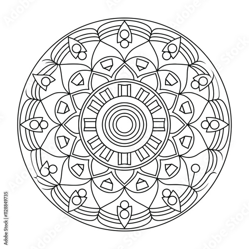 Bohemian Mandala Vector - Flower Mandala Coloring Page to Color Easy.