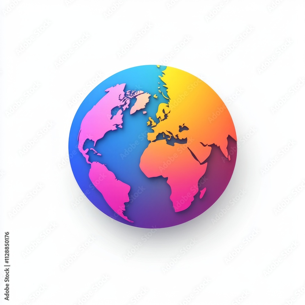 Vibrant Colorful 3D Earth Globe Design Vibrant Colorful 3D Earth Globe Design