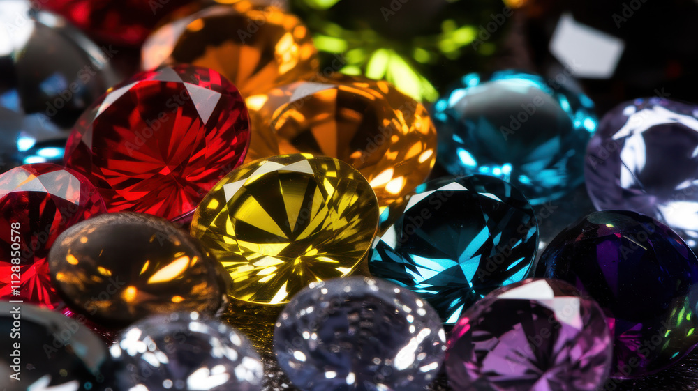 A vibrant mix of sparkling gemstones showcasing a spectrum of colors and cuts, creating a stunning visual display of red, blue, green, and yellow hues. A vibrant mix of sparkling gemstones showcasing a spectrum of colors and cuts, creating a stunning visual display of red, blue, green, and yellow hues.