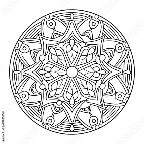 Bohemian Mandala Vector - Flower Mandala Coloring Page to Color Easy.