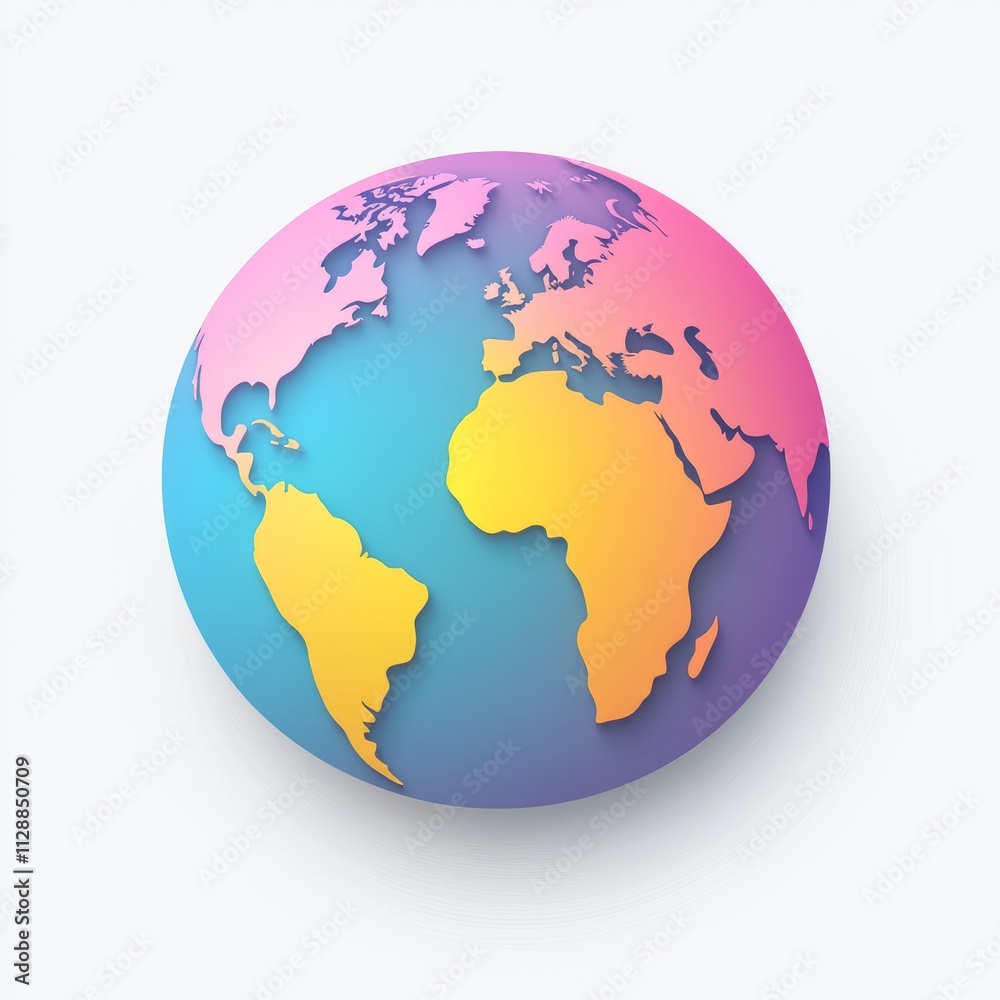 Fototapeta premium Colorful 3D Papercut Earth Globe Design