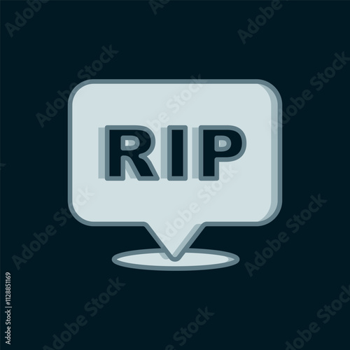 Line Speech bubble rip death icon isolated on black background. Flat filled outline style with shadow. Vector