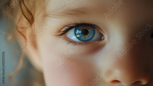 A close-up of a childs eye with a playful sparkle.