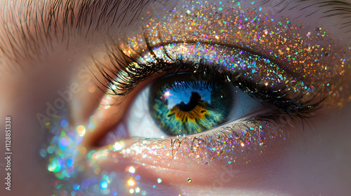 A close-up of a childs eye with a playful sparkle.