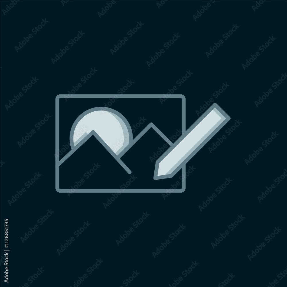 Line Photo retouching icon isolated on black background. Photographer, photography, retouch icon. Flat filled outline style with shadow. Vector Line Photo retouching icon isolated on black background. Photographer, photography, retouch icon. Flat filled outline style with shadow. Vector