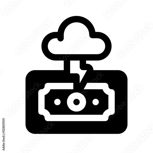 Economic Depression Glyph Icon. Single icon, glyph vector icon