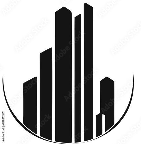 abstract commercial building logo for Real estate and construction company industry