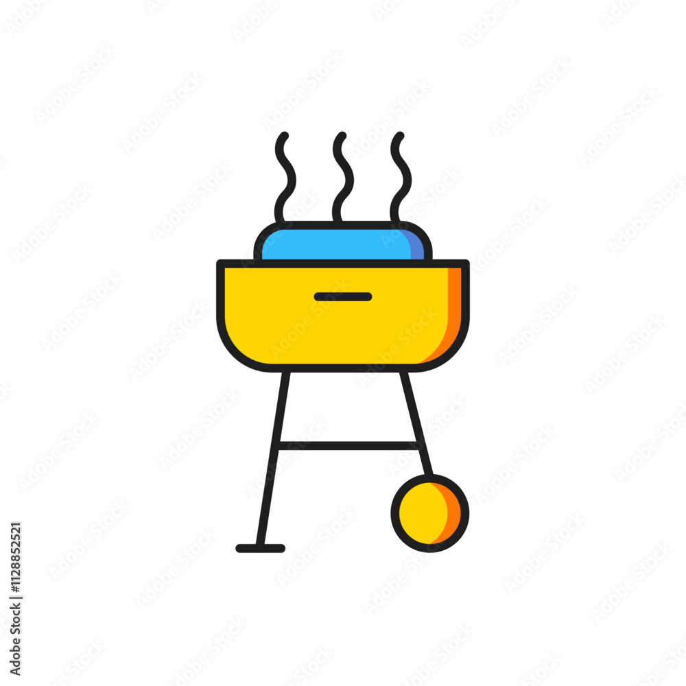 Color Barbecue grill icon isolated on white background. BBQ grill party. Flat filled outline style with shadow. Vector Color Barbecue grill icon isolated on white background. BBQ grill party. Flat filled outline style with shadow. Vector