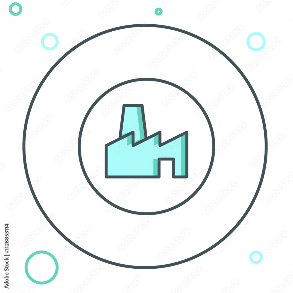 Line Factory production icon isolated on white background. Industrial building. Colorful outline concept. Vector Line Factory production icon isolated on white background. Industrial building. Colorful outline concept. Vector