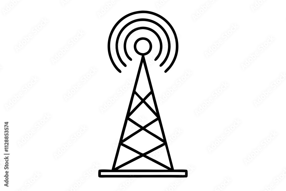 5G Signal Tower Icon on Clean White Background 5G Signal Tower Icon on Clean White Background