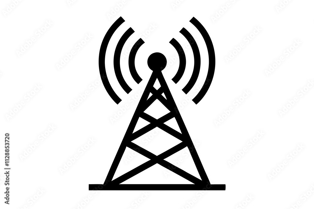 5G Signal Tower Icon on Clean White Background 5G Signal Tower Icon on Clean White Background