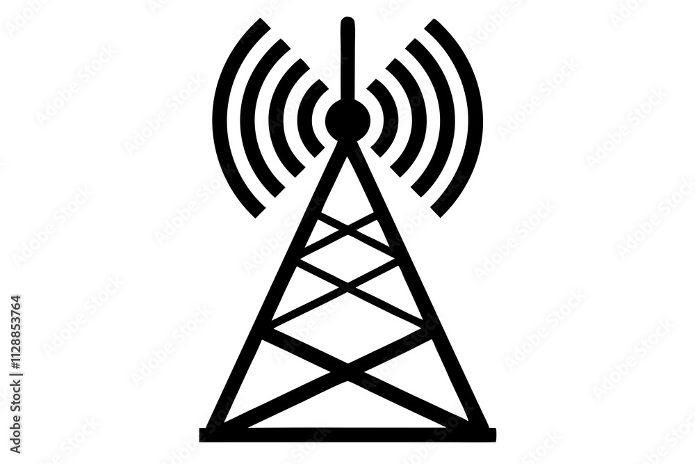 5G Signal Tower Icon on Clean White Background 5G Signal Tower Icon on Clean White Background