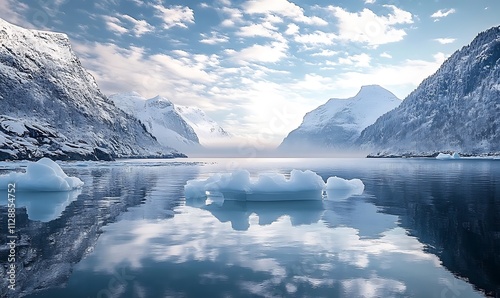 winter landscape mountains river ice snowy mountains
