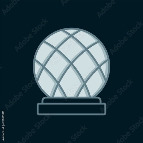 Line Montreal Biosphere icon isolated on black background. Flat filled outline style with shadow. Vector