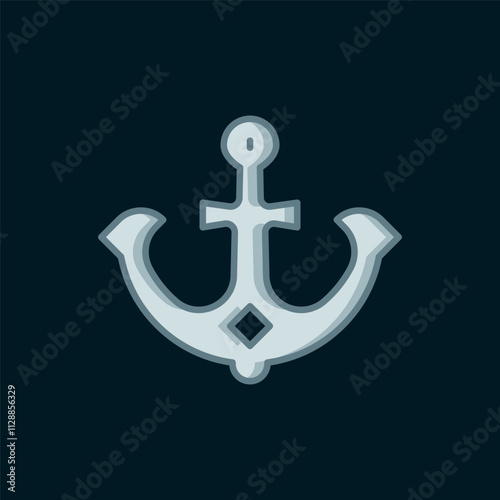 Line Anchor icon isolated on black background. Flat filled outline style with shadow. Vector