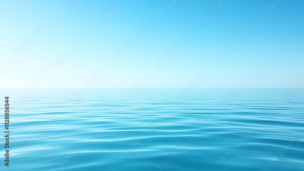 Tranquil minimalist landscape with a smooth blue sea surface with calm waters with a horizon and clear skies. Simple beautiful natural calm background. Generative AI. Tranquil minimalist landscape with a smooth blue sea surface with calm waters with a horizon and clear skies. Simple beautiful natural calm background. Generative AI.