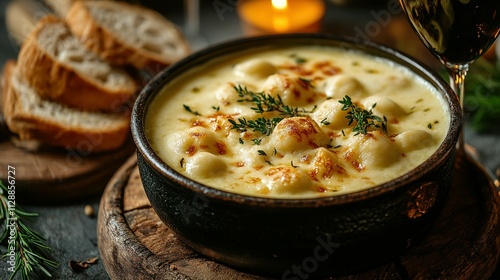 Creamy Gnocchi Soup with Thyme and Bread