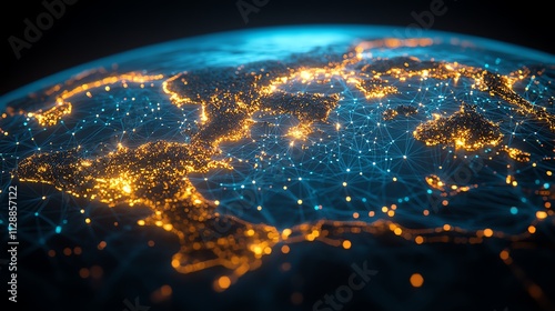 ASEAN nations mapped on a digital globe focus on unity futuristic blend mode over digital network lines