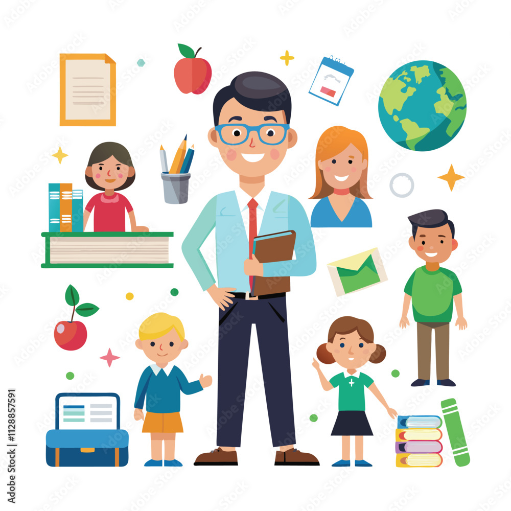 Teacher elements illustration Teacher elements illustration
