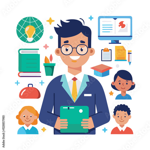 Teacher elements illustration