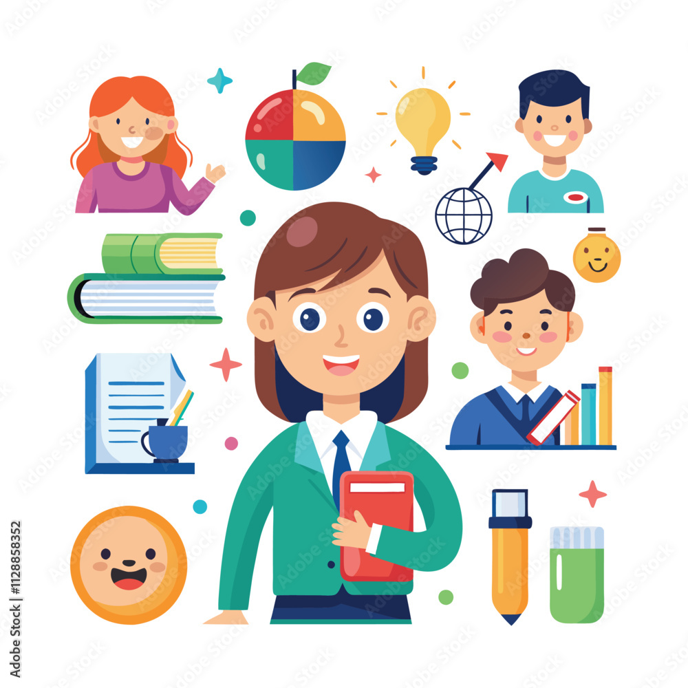 Teacher elements illustration Teacher elements illustration