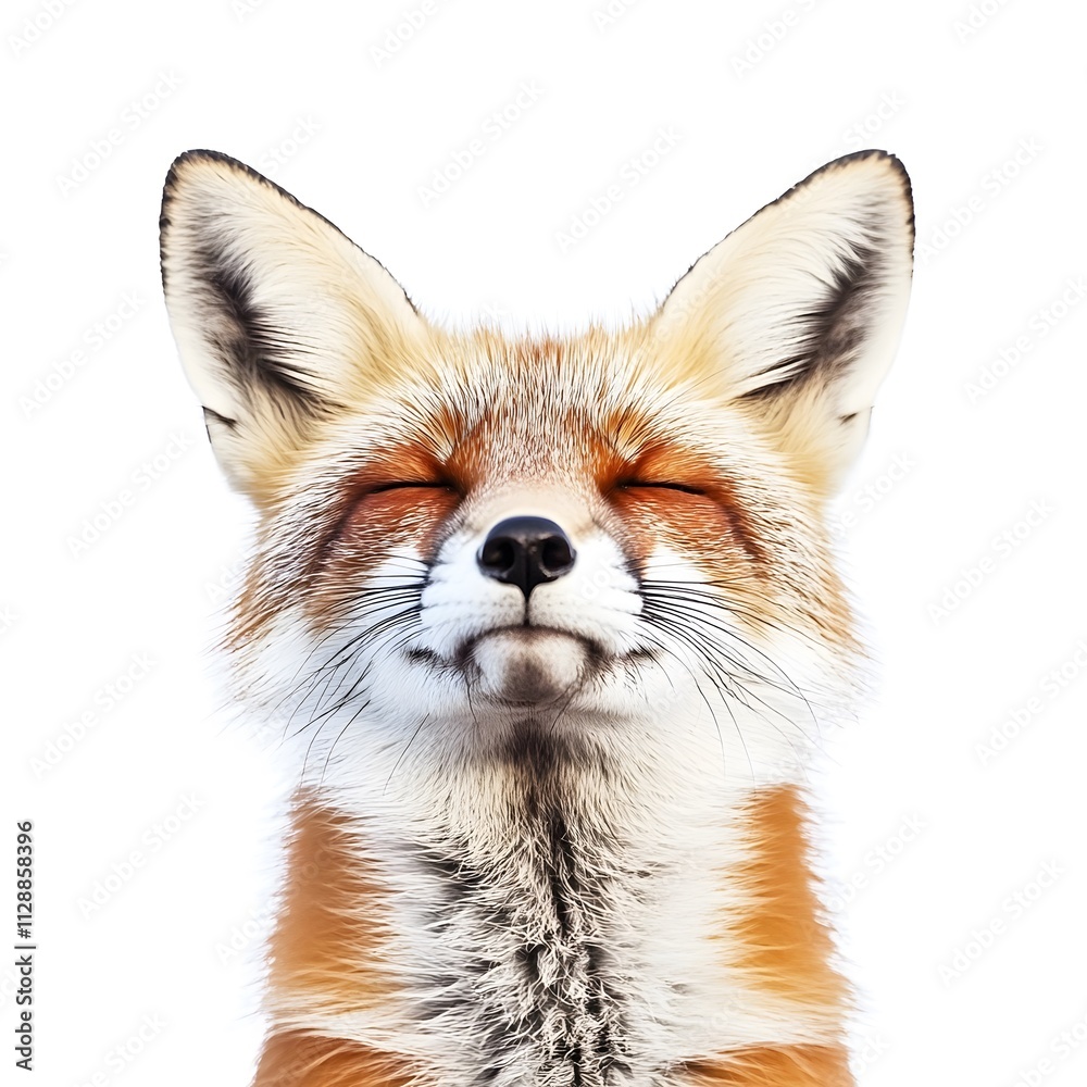 Obraz premium Happy Lucky Smiling isolated Playful Fox Wild Animal white background