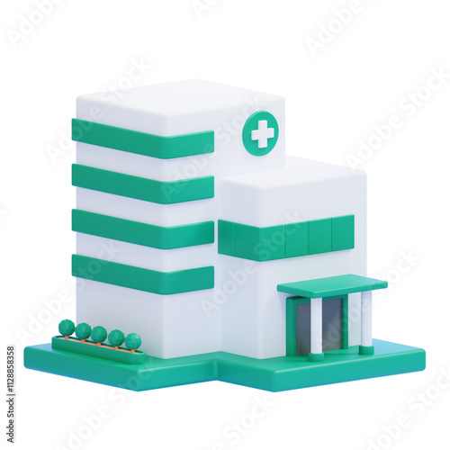 PNG 3D hospital icon isolated on a white background
