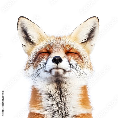 Happy Lucky Smiling isolated Playful Fox Wild Animal white background