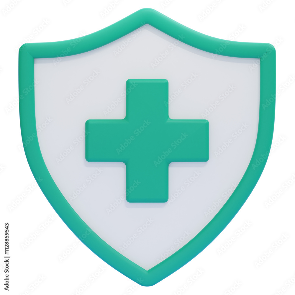 Obraz premium PNG 3D medical shield icon isolated on a white background 