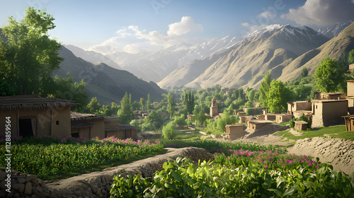 A Picturesque Pashtun Village: Harmony with Nature and Tradition in a Valley Setting photo