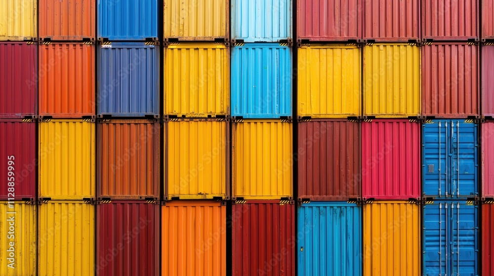 Vibrant Arrangement of Colorful Shipping Containers in a Modern Cargo Yard Vibrant Arrangement of Colorful Shipping Containers in a Modern Cargo Yard