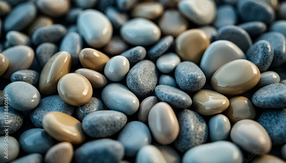 Close up view of colored sea pebbles texture background banner