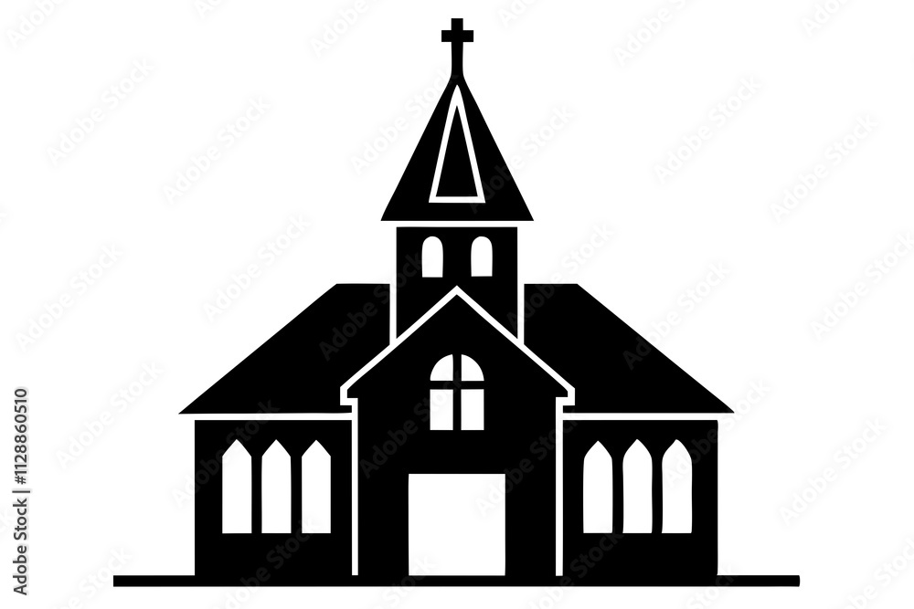 Church Vector Coin Icon on Clean White Background Church Vector Coin Icon on Clean White Background
