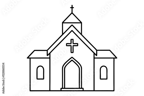 Church Vector Coin Icon on Clean White Background